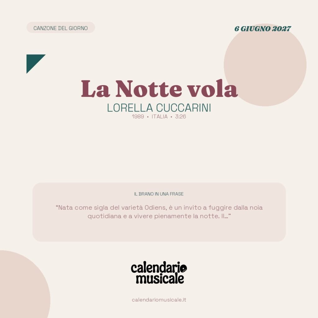 La Notte vola di Lorella Cuccarini – Calendario Musicale 2027