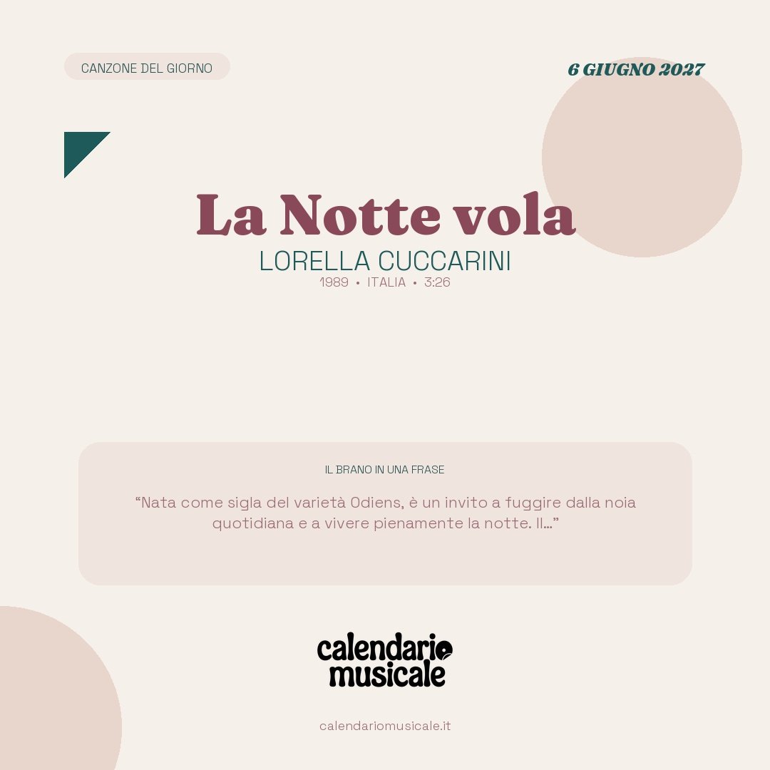La Notte vola di Lorella Cuccarini, la canzone del giorno