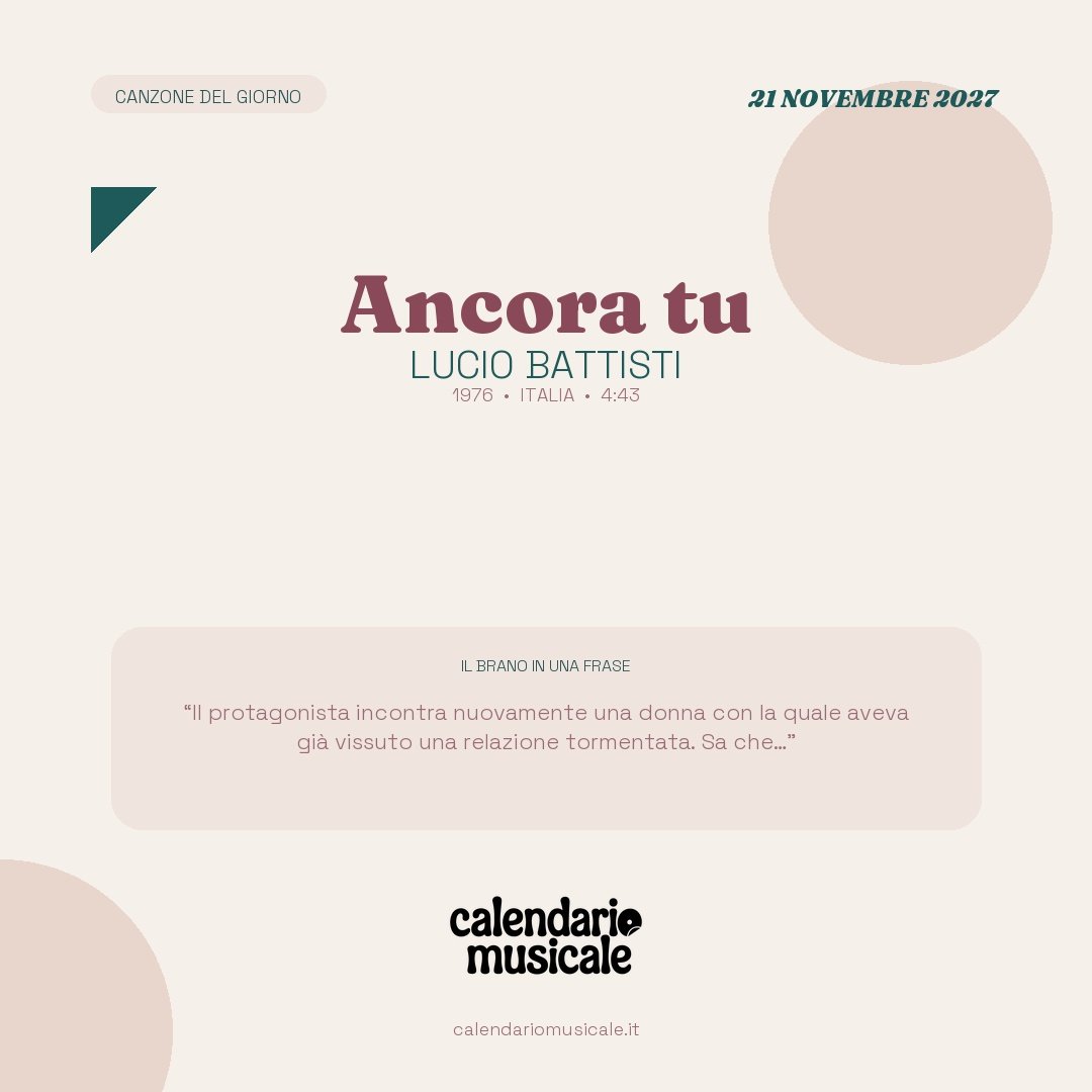 Ancora tu di Lucio Battisti, la canzone del giorno