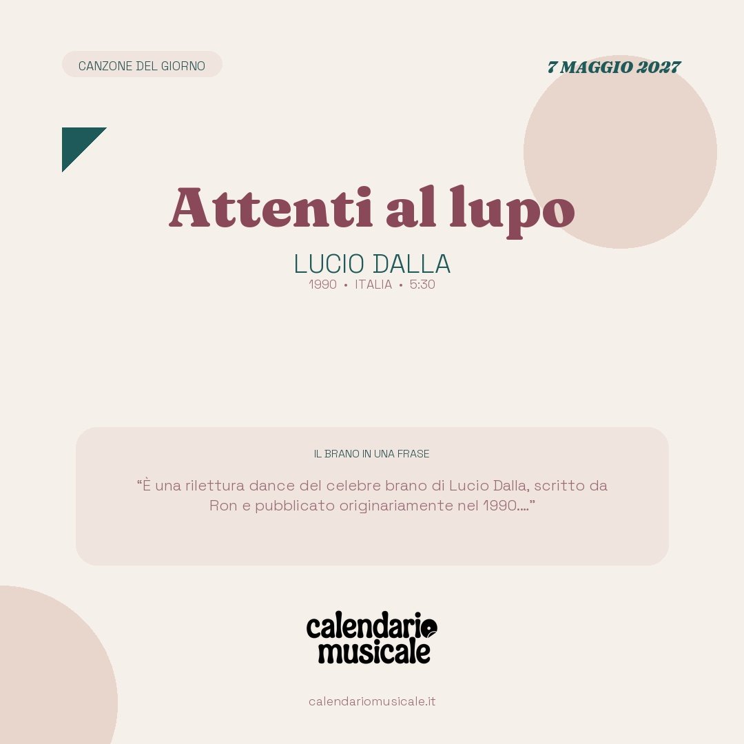 Attenti al lupo di Lucio Dalla, la canzone del giorno