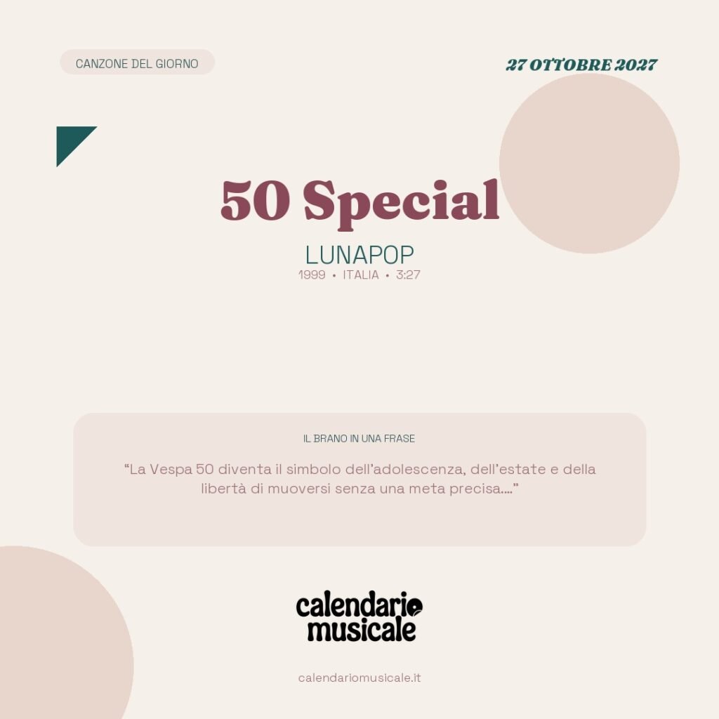 50 Special di LunaPop – Calendario Musicale 2027