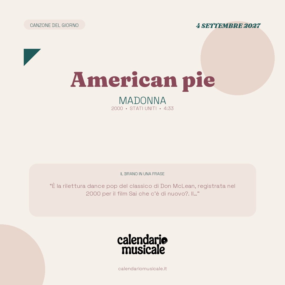 American pie di Madonna, la canzone del giorno