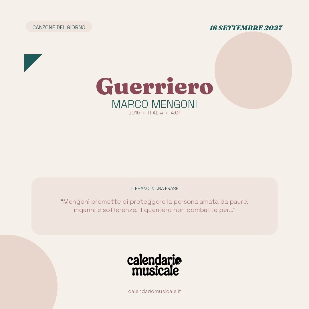 Guerriero di Marco Mengoni, la canzone del giorno