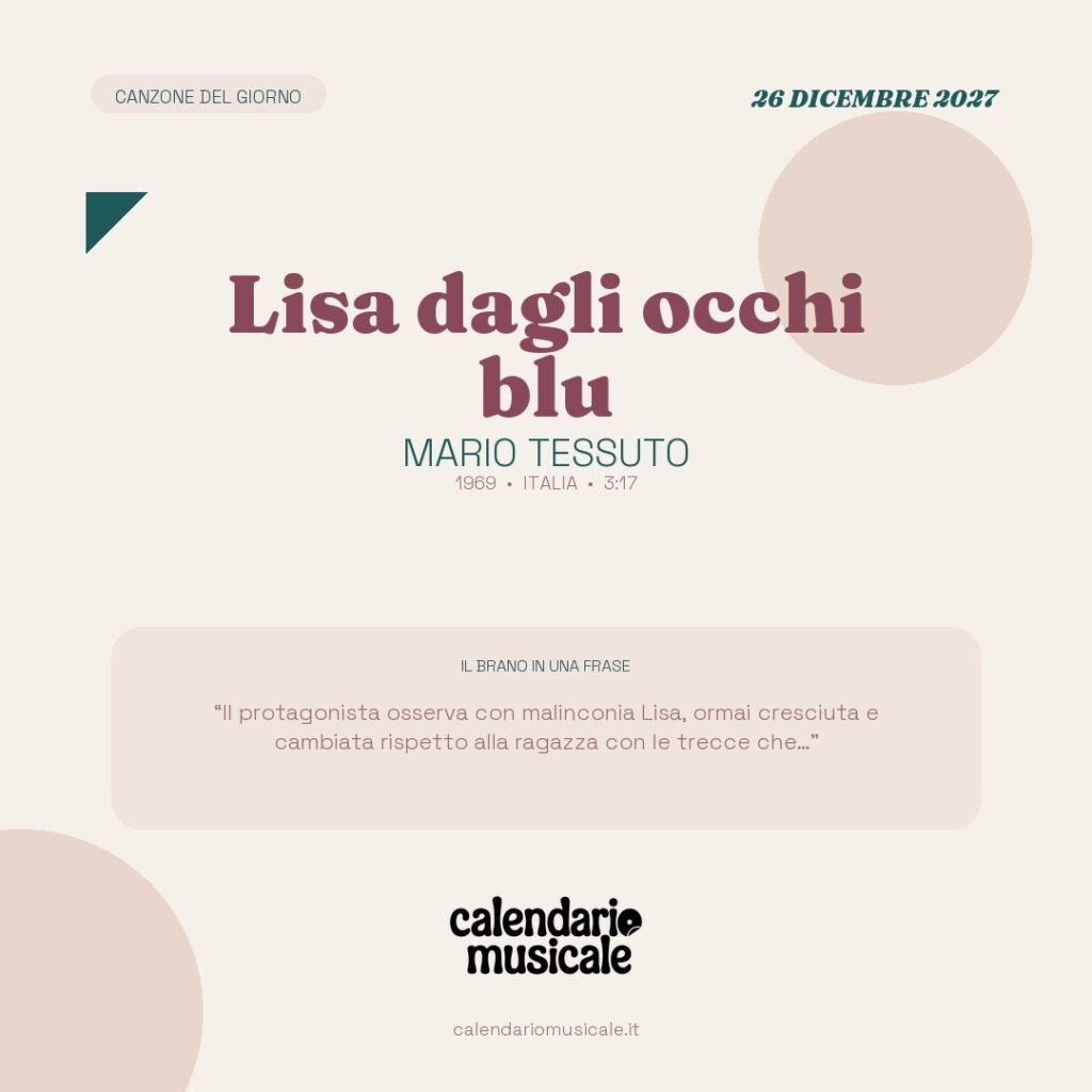 Lisa dagli occhi blu di Mario Tessuto – Calendario Musicale 2027