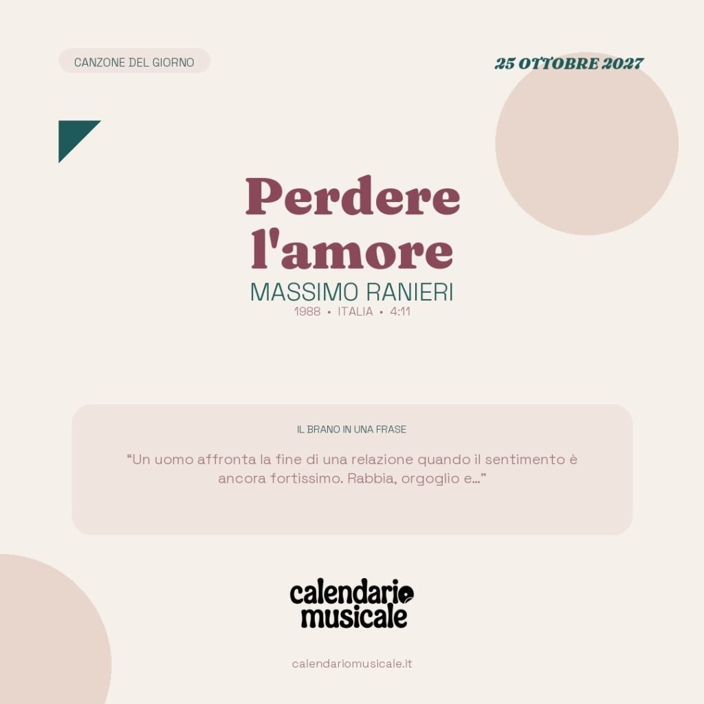 Perdere l'amore di Massimo Ranieri – Calendario Musicale 2027