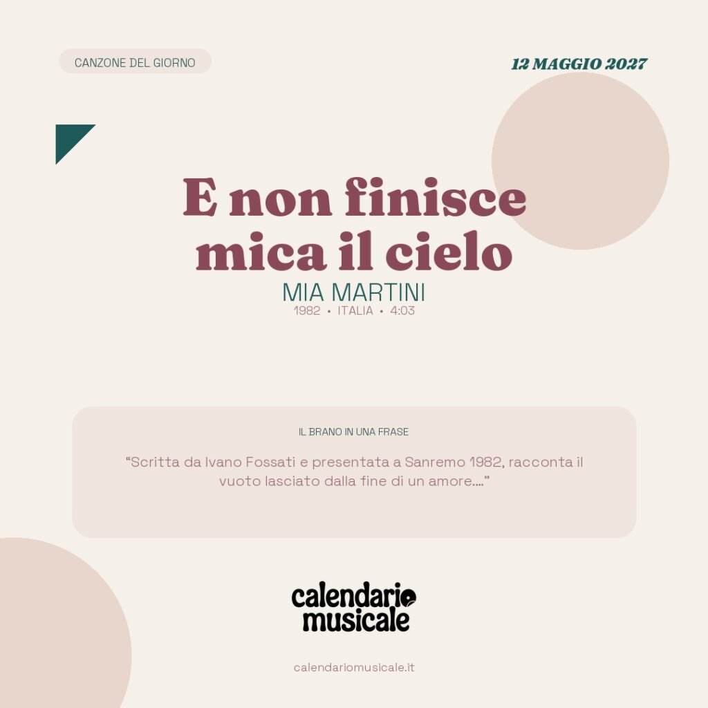 E non finisce mica il cielo di Mia Martini – Calendario Musicale 2027