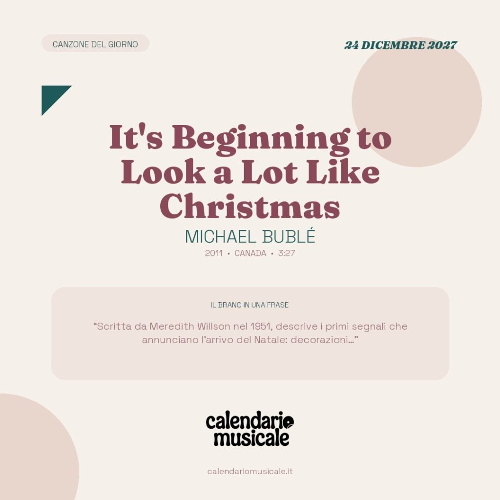 It's Beginning to Look a Lot Like Christmas di Michael Bublé – Calendario Musicale 2027