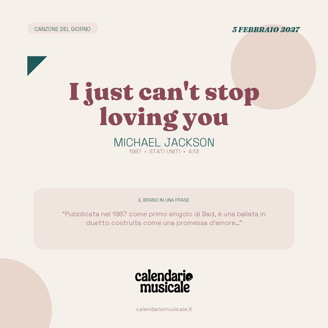 I just can’t stop loving you di Michael Jackson, la canzone del giorno