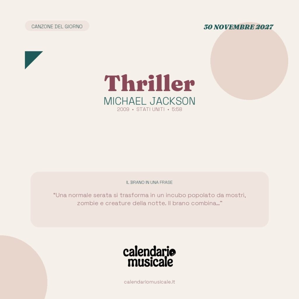 Thriller di Michael Jackson – Calendario Musicale 2027