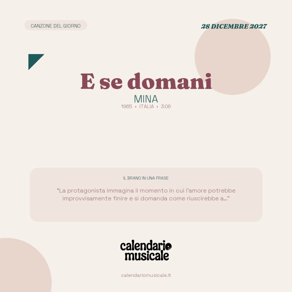 E se domani di Mina – Calendario Musicale 2027