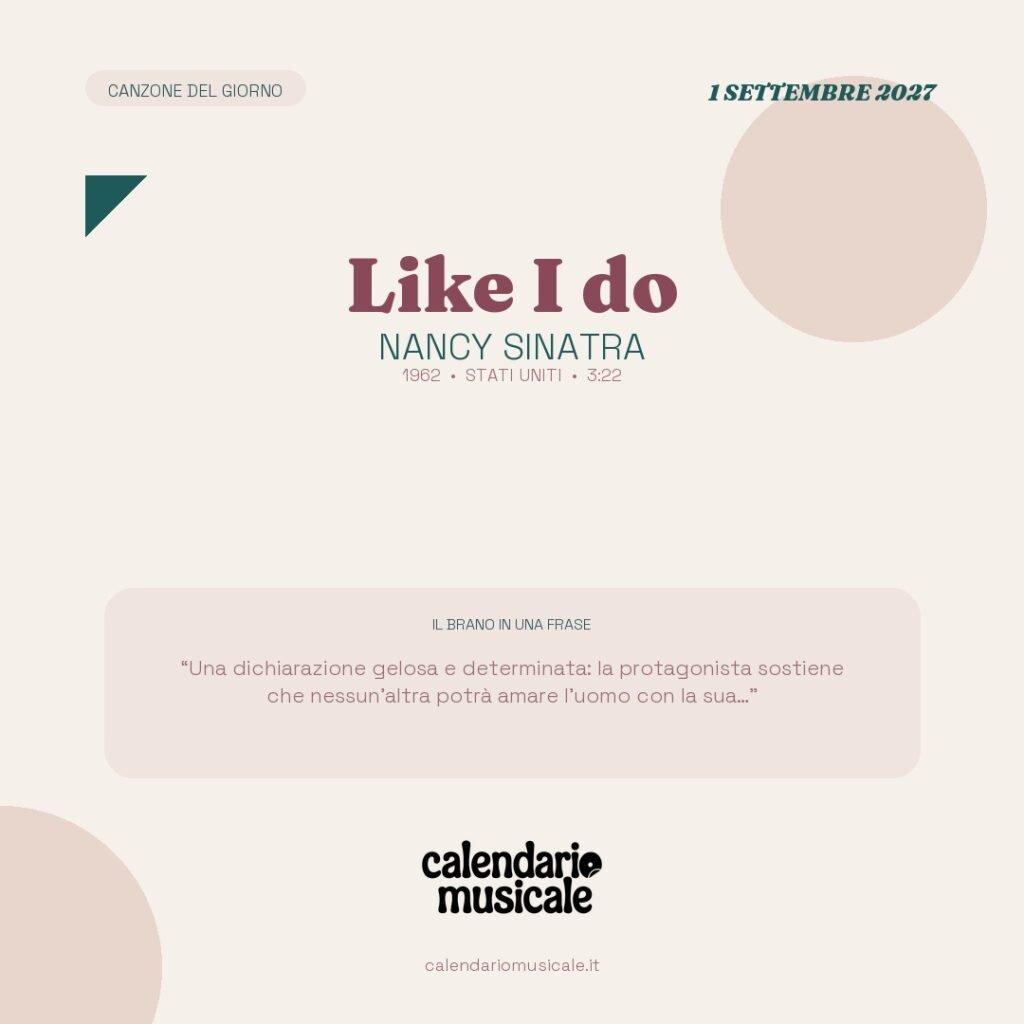 Like I do di Nancy Sinatra – Calendario Musicale 2027