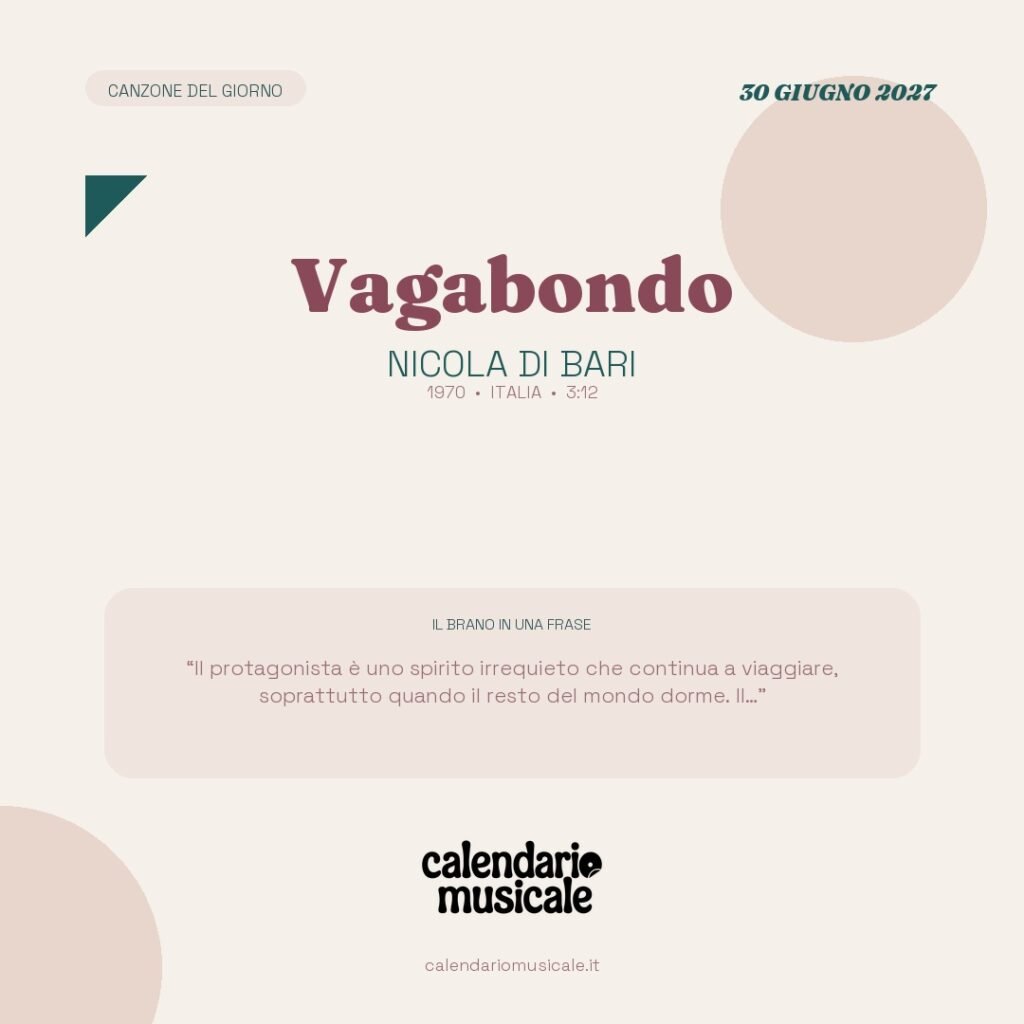 Vagabondo di Nicola Di Bari – Calendario Musicale 2027