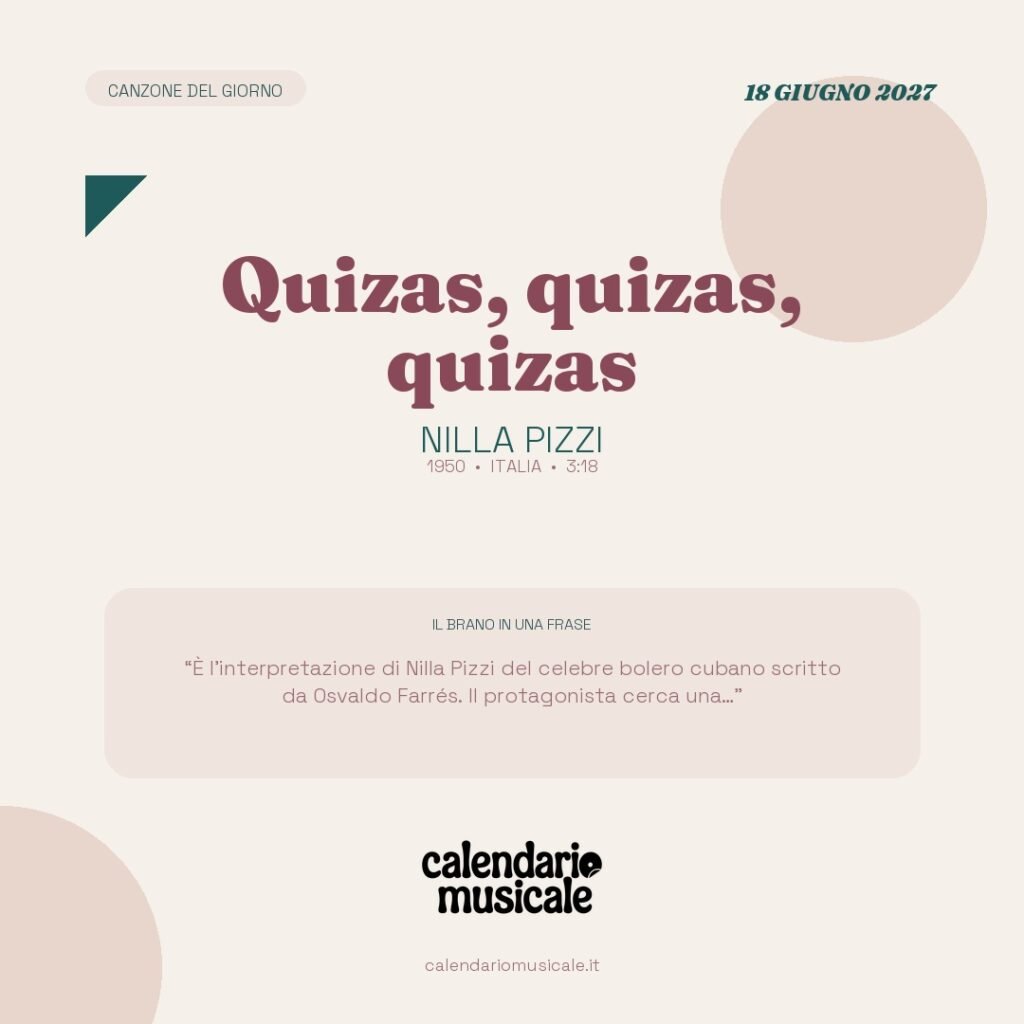 Quizas, quizas, quizas di Nilla Pizzi – Calendario Musicale 2027
