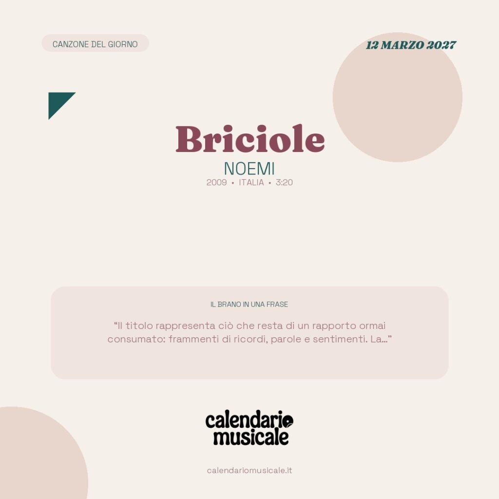 Briciole di Noemi – Calendario Musicale 2027