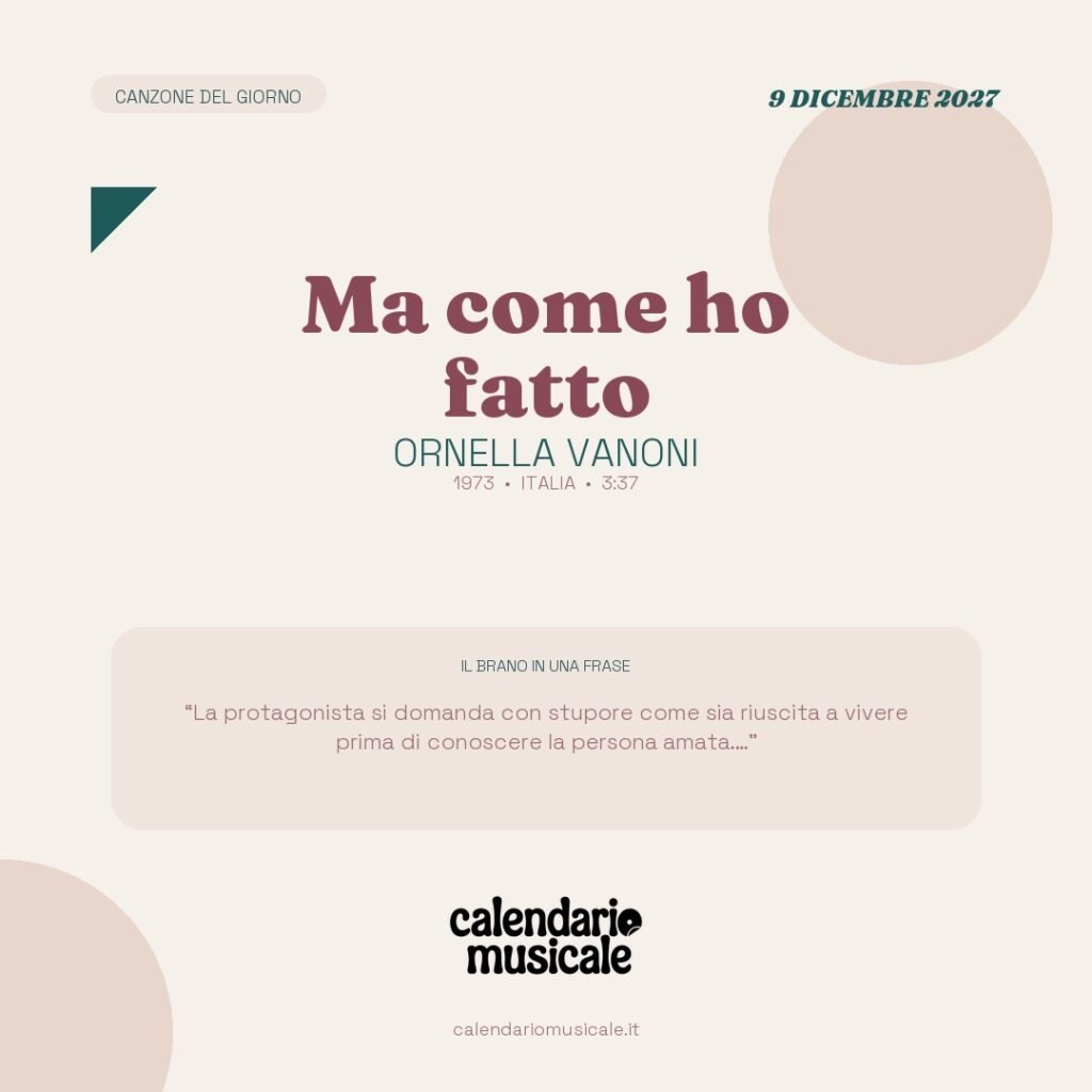 Ma come ho fatto di Ornella Vanoni – Calendario Musicale 2027