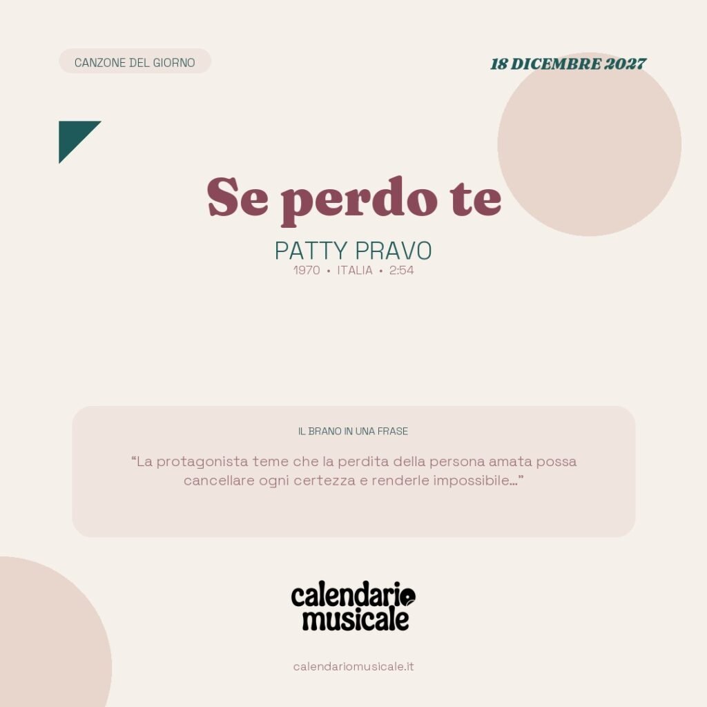 Se perdo te di Patty Pravo – Calendario Musicale 2027