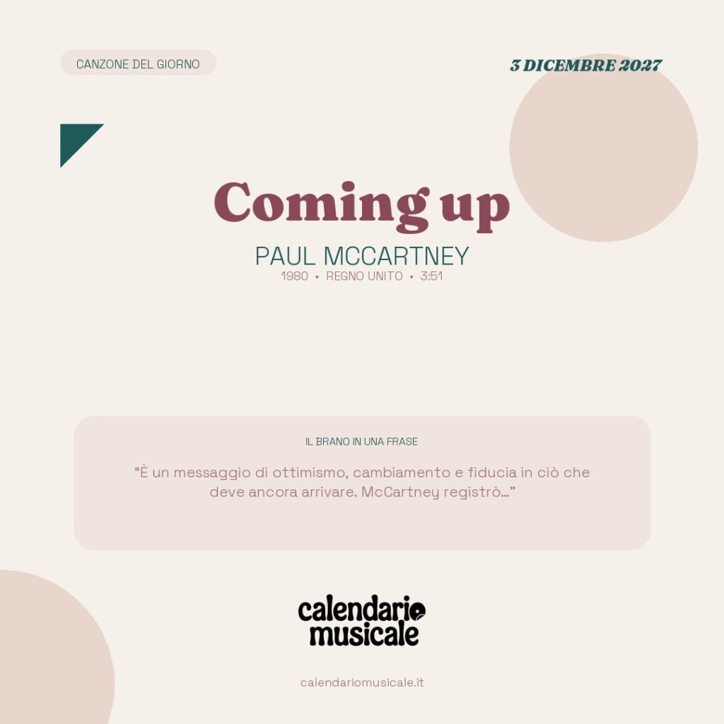Coming up di Paul McCartney – Calendario Musicale 2027