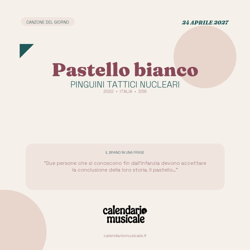 Pastello bianco di Pinguini Tattici Nucleari – Calendario Musicale 2027