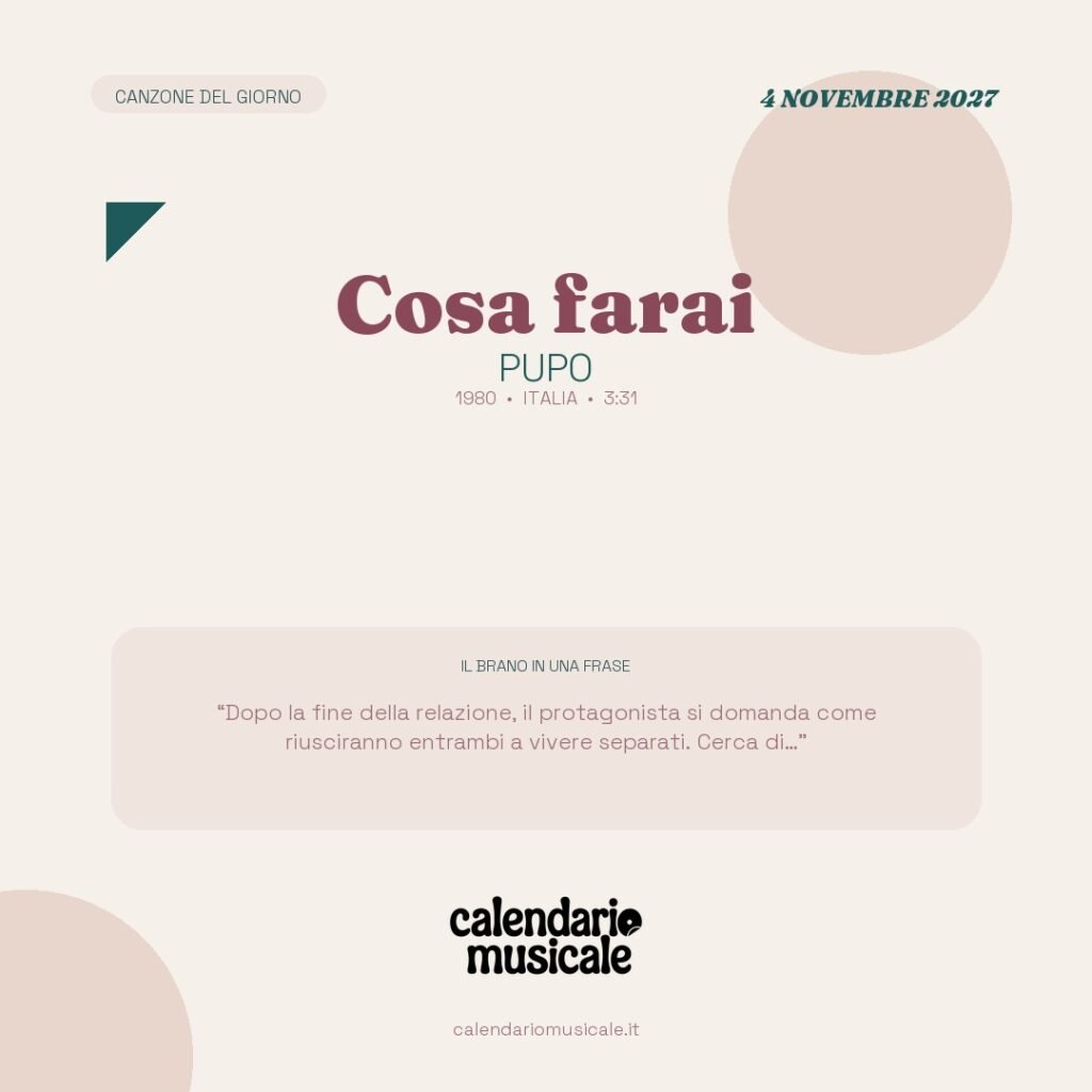 Cosa farai di Pupo – Calendario Musicale 2027