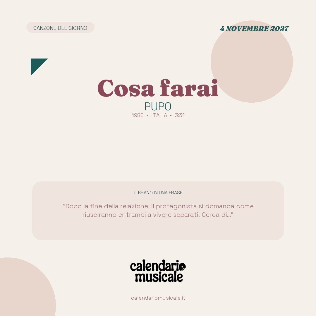 Cosa farai di Pupo, la canzone del giorno