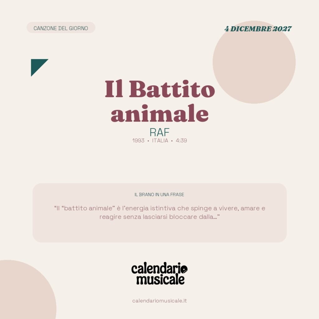 Il Battito animale di Raf – Calendario Musicale 2027