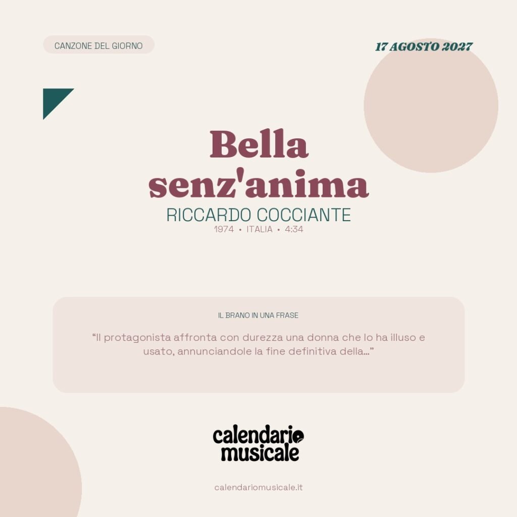 Bella senz'anima di Riccardo Cocciante – Calendario Musicale 2027