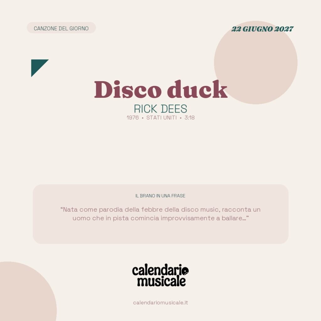 Disco duck di Rick Dees – Calendario Musicale 2027