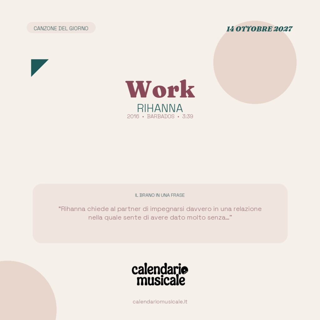 Work di Rihanna – Calendario Musicale 2027