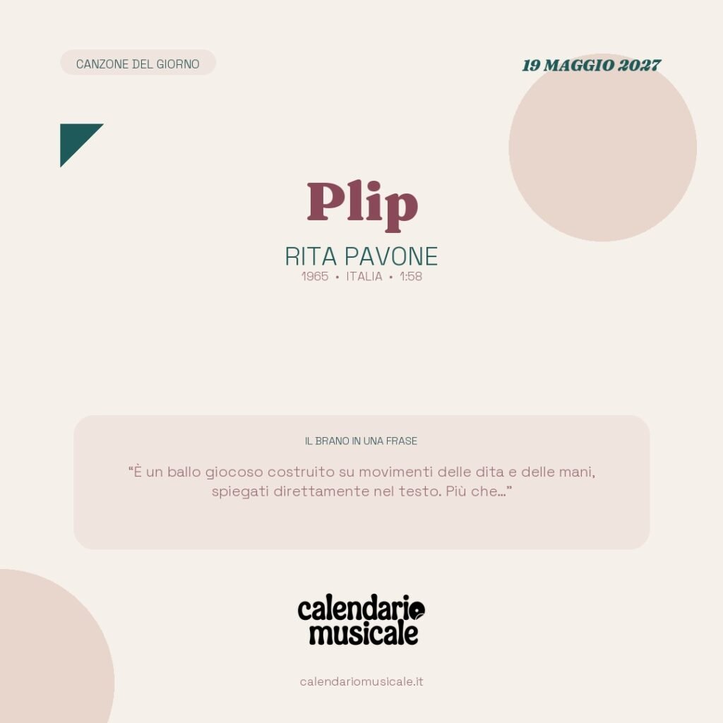 Plip di Rita Pavone – Calendario Musicale 2027