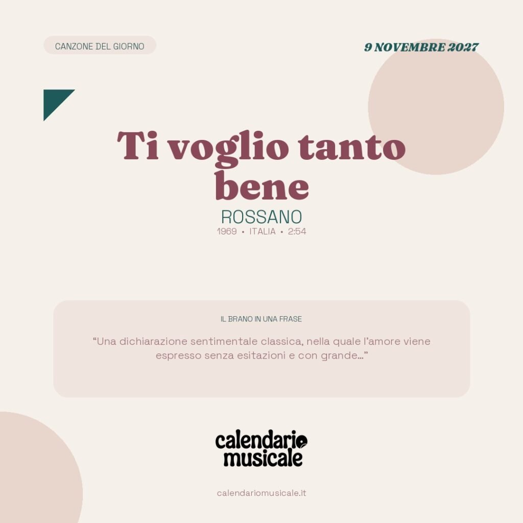 Ti voglio tanto bene di Rossano – Calendario Musicale 2027