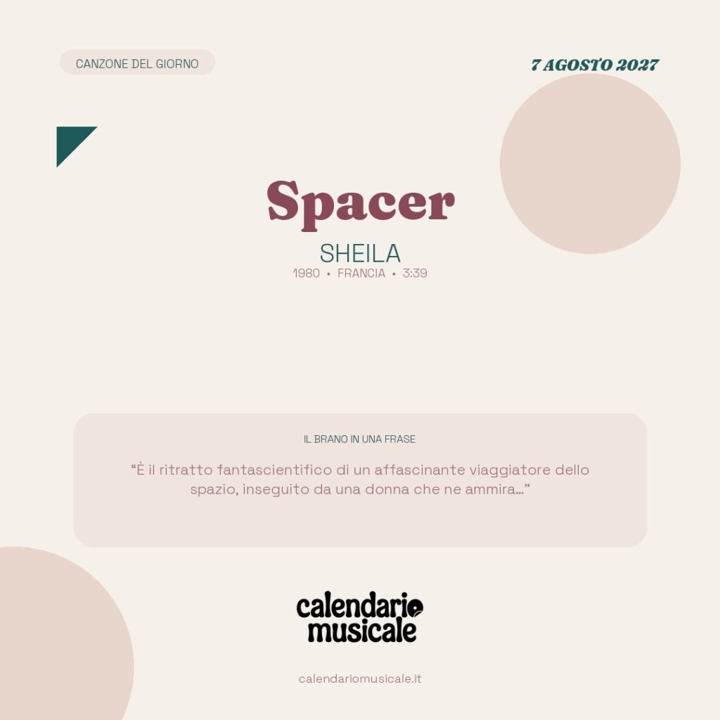 Spacer di Sheila – Calendario Musicale 2027