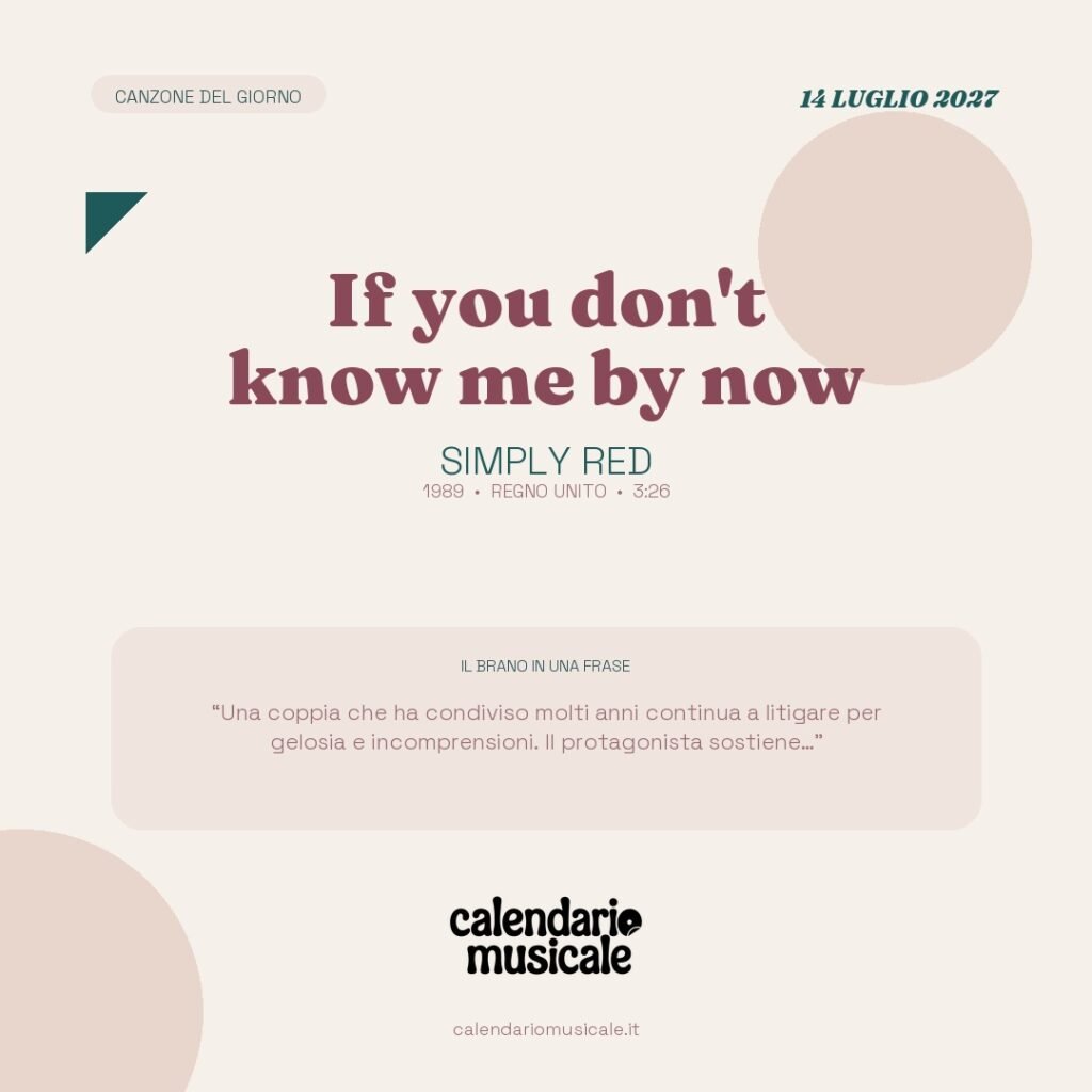 If you don't know me by now di Simply Red – Calendario Musicale 2027