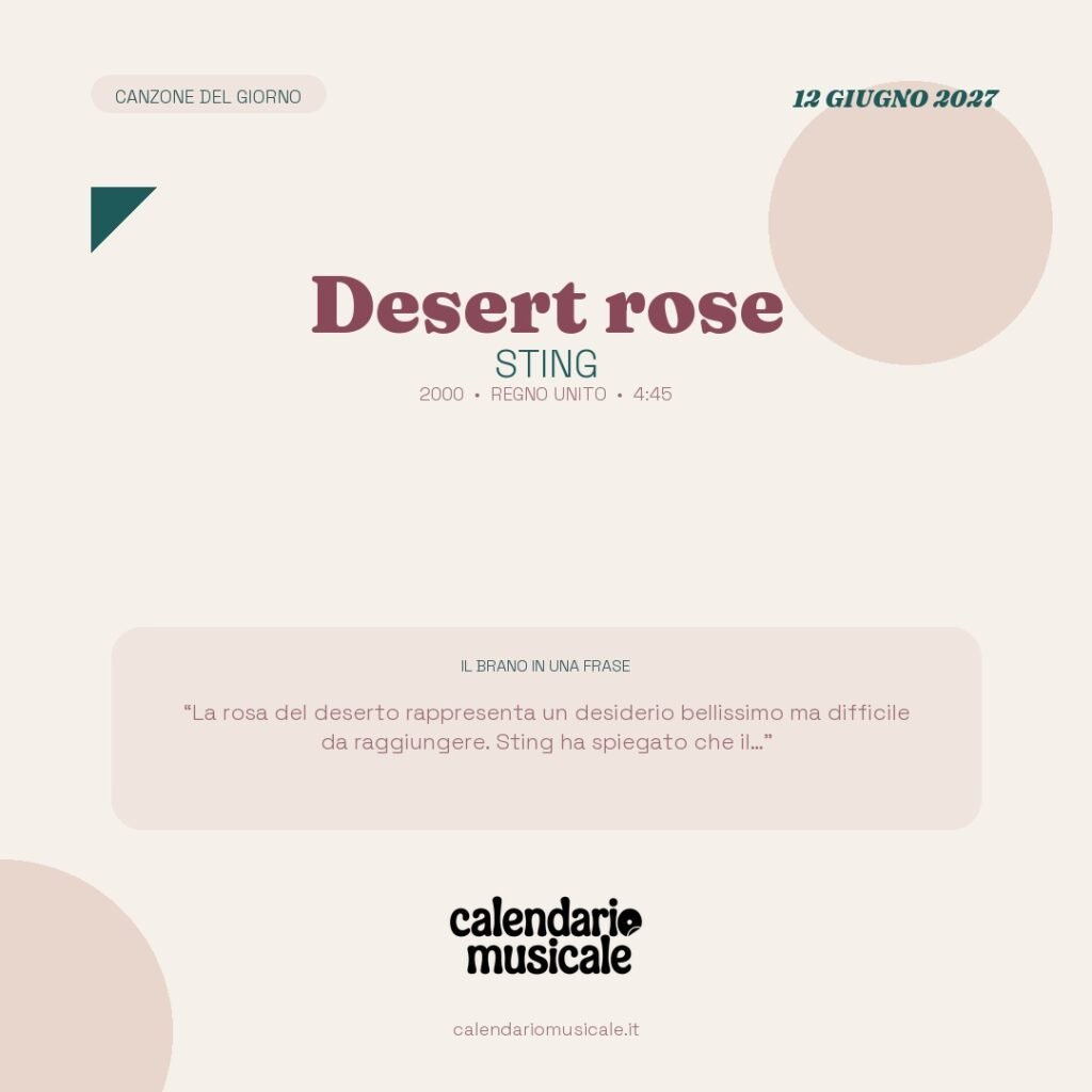 Desert rose di Sting – Calendario Musicale 2027