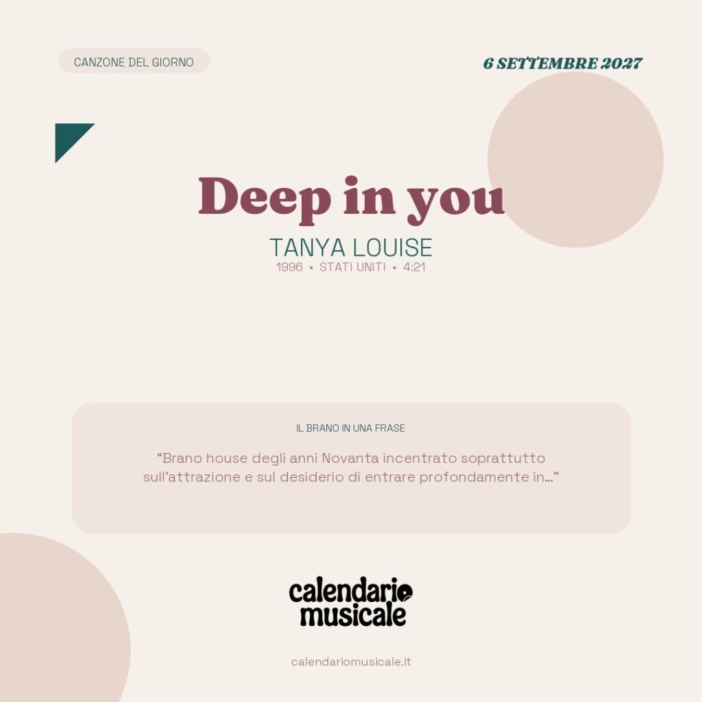 Deep in you di Tanya Louise – Calendario Musicale 2027