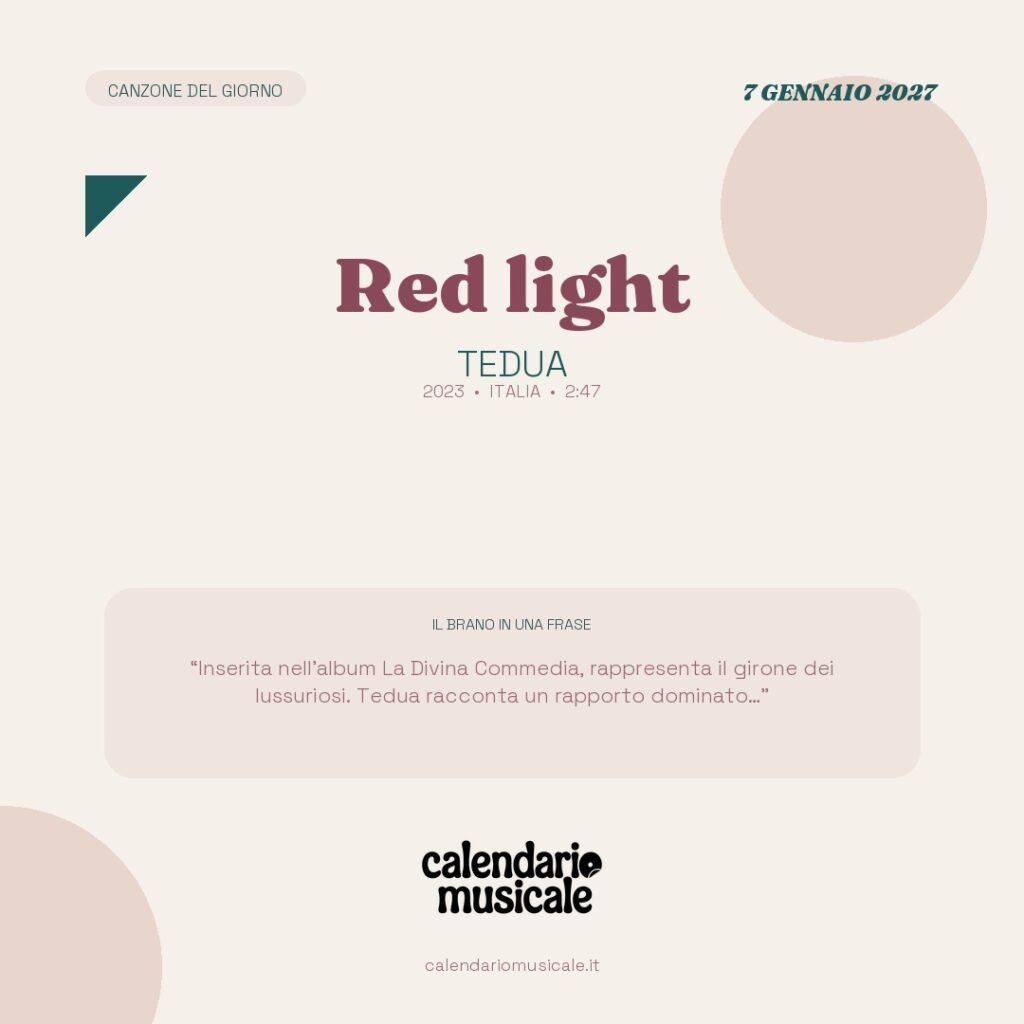 Red light di Tedua – Calendario Musicale 2027