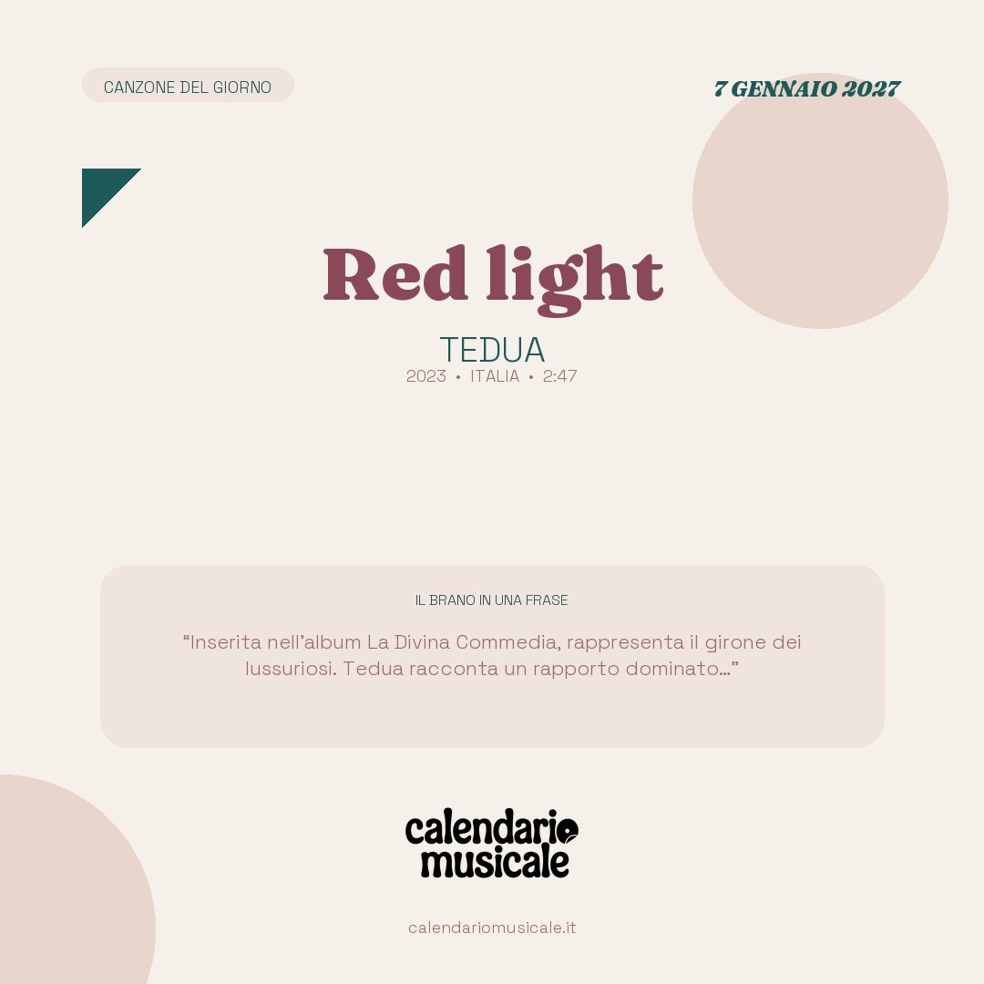 Red light di Tedua, la canzone del giorno