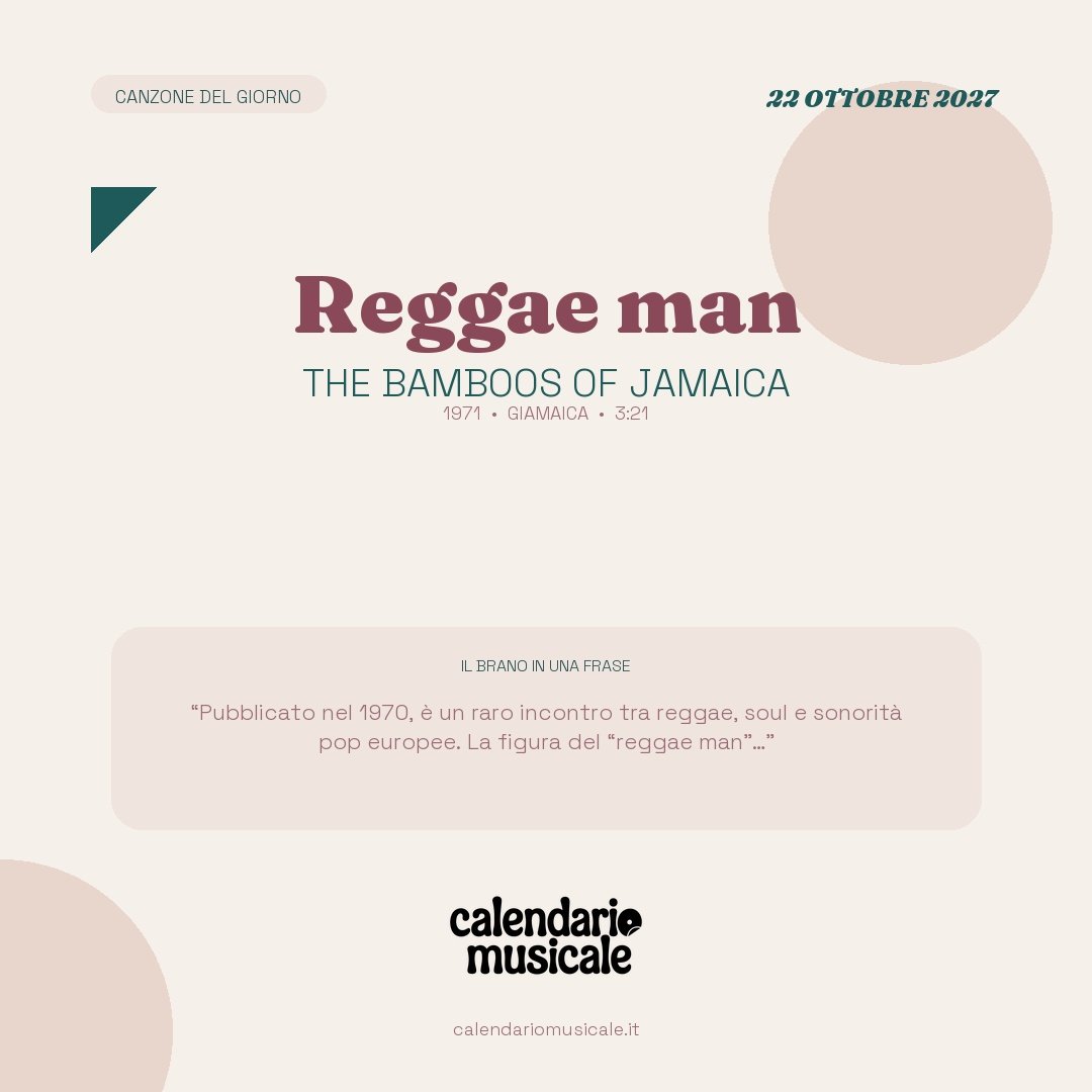Reggae man di The Bamboos of Jamaica, la canzone del giorno