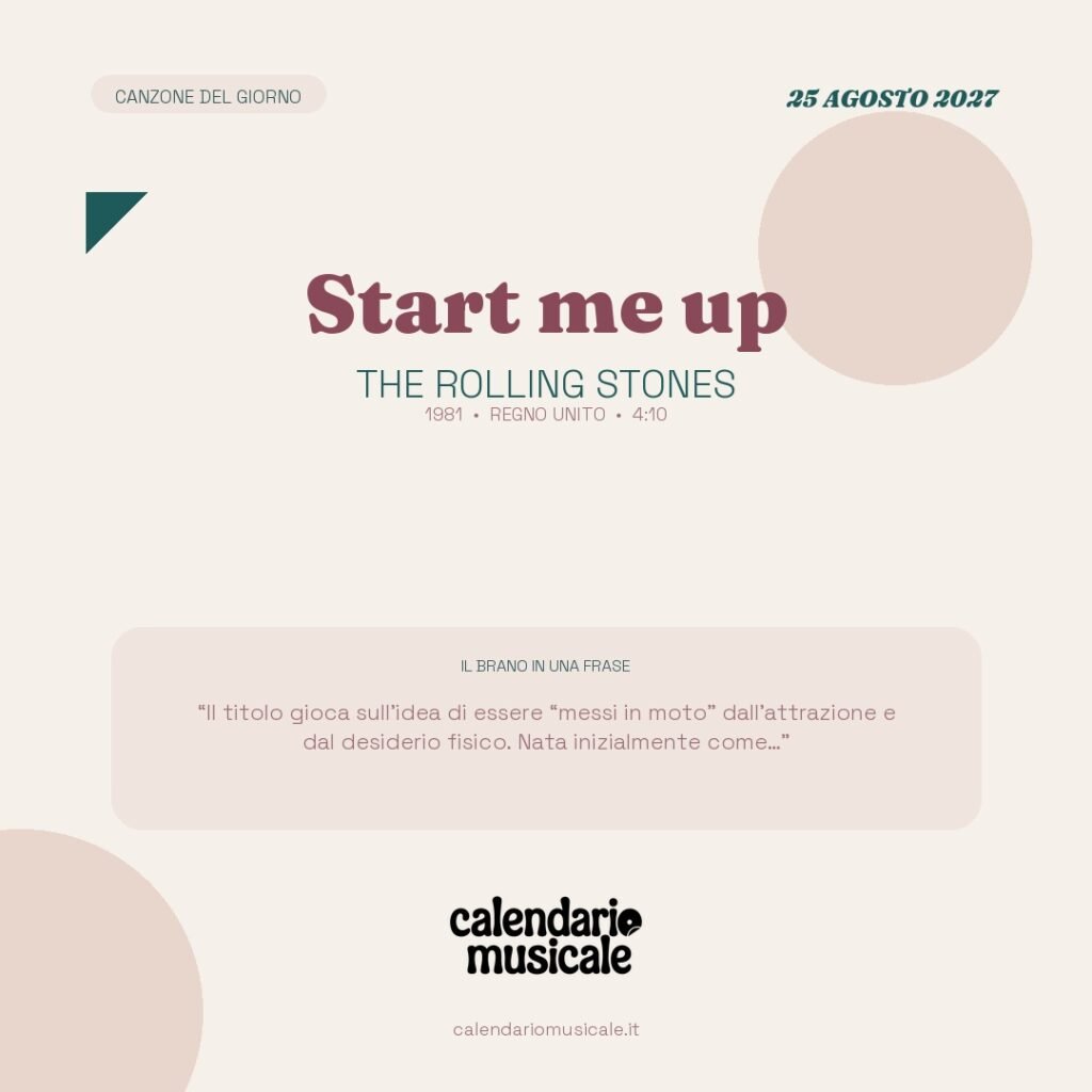 Start me up di The Rolling Stones – Calendario Musicale 2027