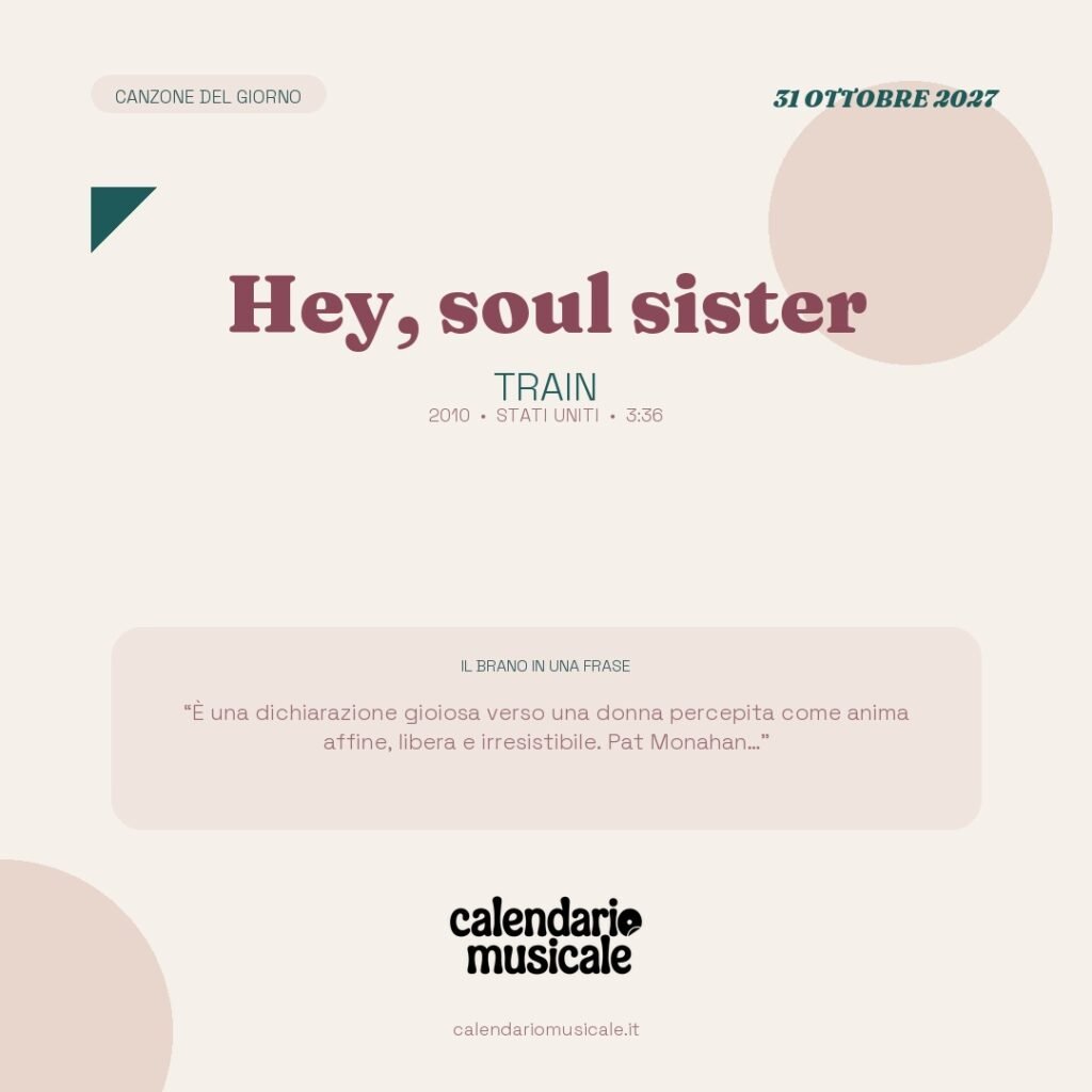 Hey, soul sister di Train – Calendario Musicale 2027