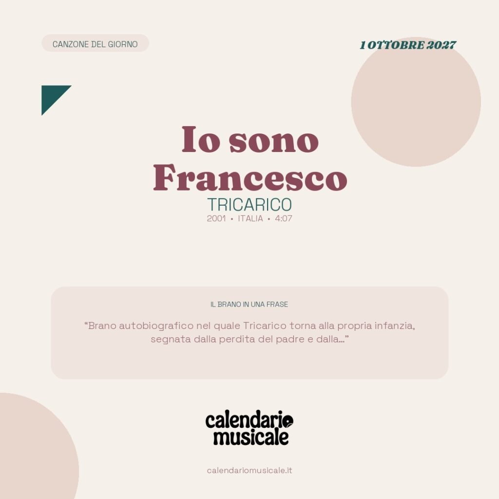 Io sono Francesco di Tricarico – Calendario Musicale 2027