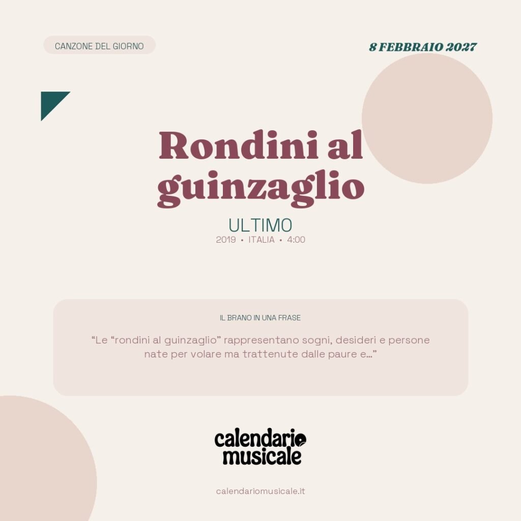 Rondini al guinzaglio di Ultimo – Calendario Musicale 2027