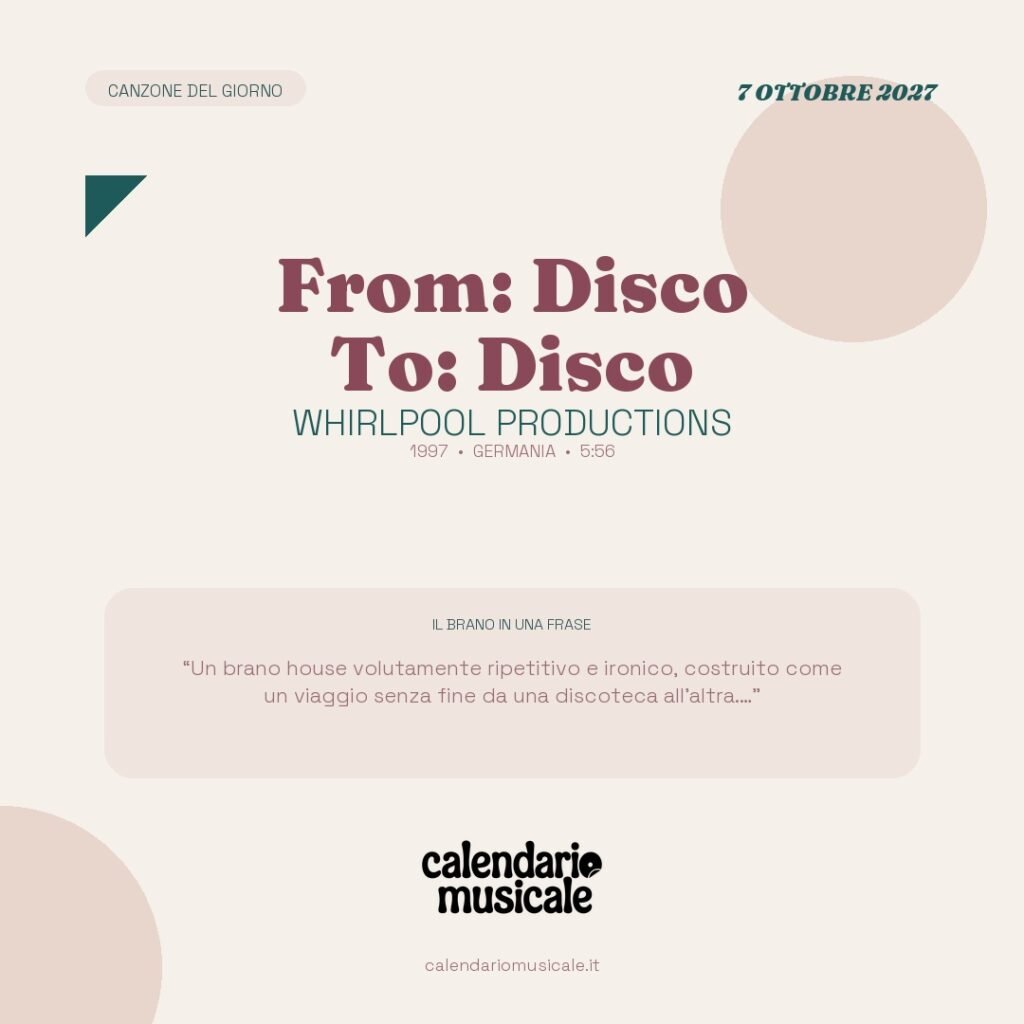 From: Disco To: Disco di Whirlpool Productions – Calendario Musicale 2027