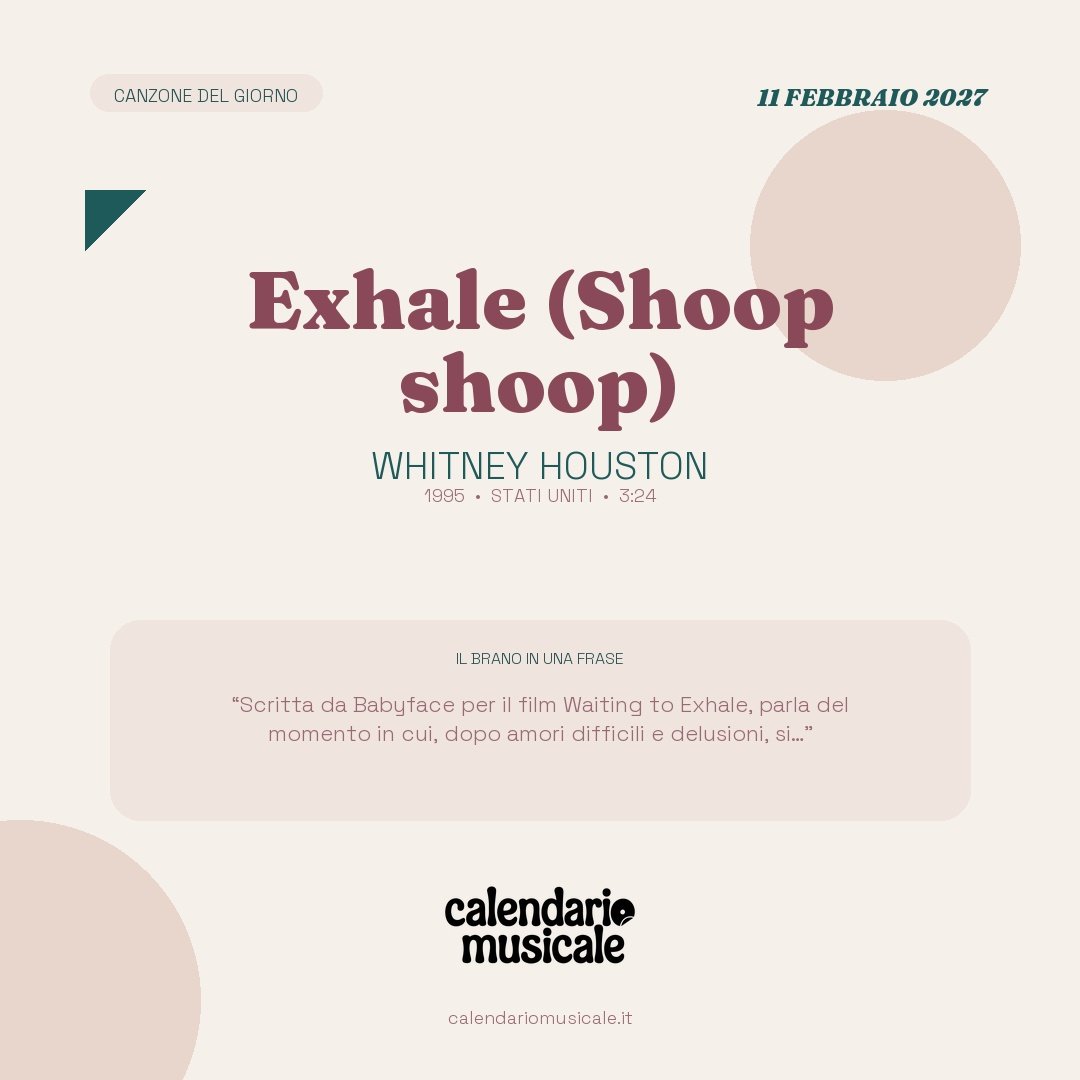 Exhale (Shoop shoop) di Whitney Houston, la canzone del giorno