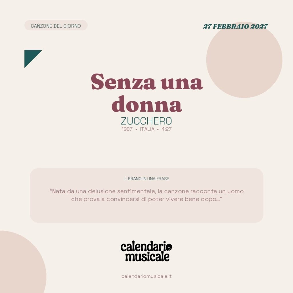 Senza una donna di Zucchero – Calendario Musicale 2027